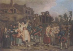 Soldiers Settling A Village Disturbance by Philip Mercier