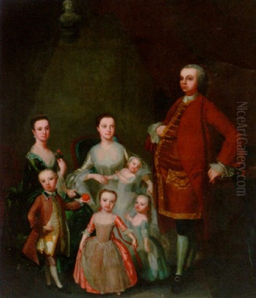 A Group Portrait Of A Gentleman With His Family - view 1