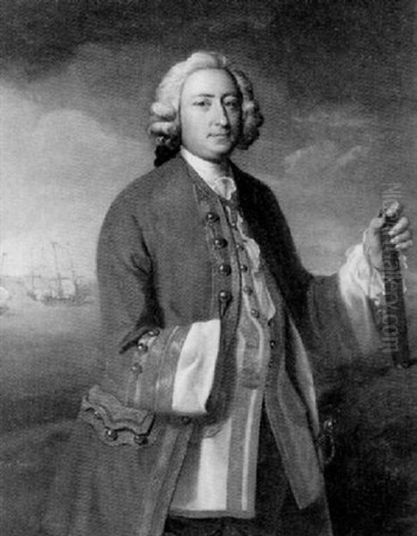 Portrait Of Captain David Brodie Holding A Telescope, Shipping Beyond - view 1