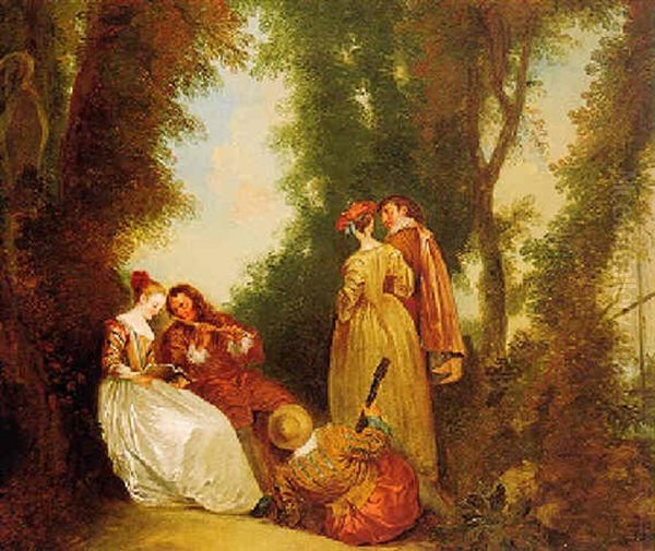 Elegant Figures In A Park Playing Music - view 1