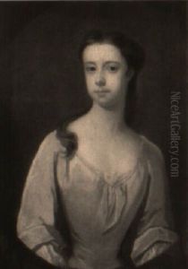 Portrait De Femme A La Robe Rouge by Philip Mercier