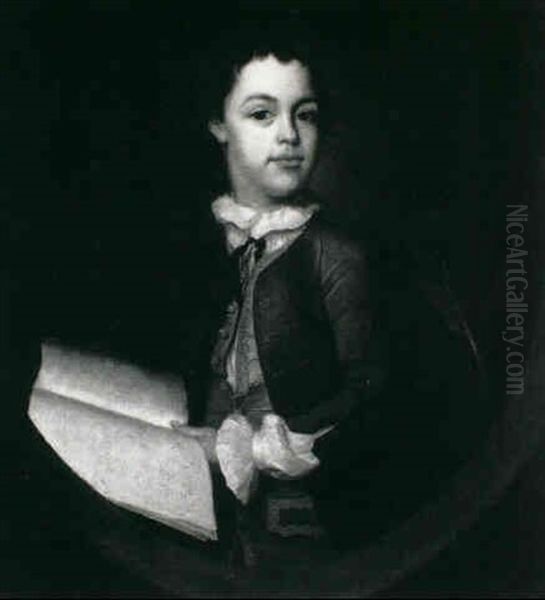 Portrait Of A Young Boy, Half-length, In A Blue Coat And Red Waistcoat Holding A Book - view 1