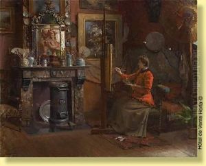 Jeunefemme A Son Chevalet by Eugene Bertrand