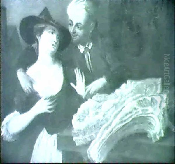 An Amorous Couple Standing At A Buther's Stall - view 1
