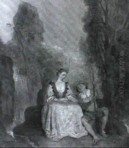 Scene Galante Pres D'une Cascade by Philip Mercier