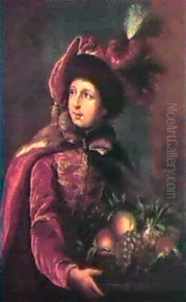 Portrait Of A Boy With A Basket Of Fruit - view 1