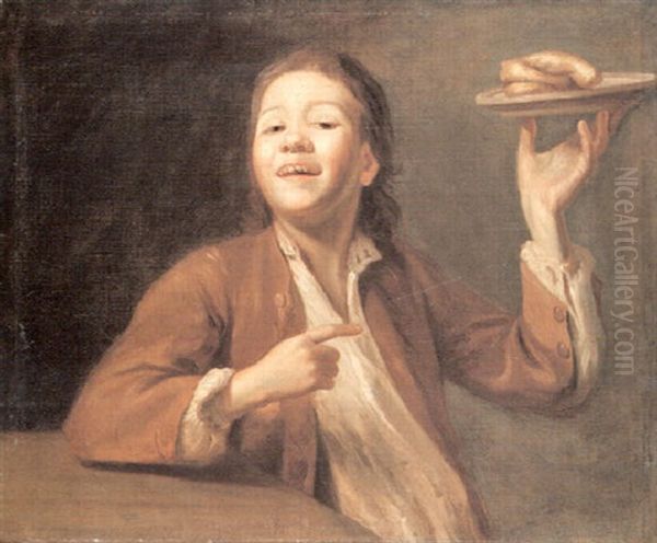 A Young Boy Holding A Plate With Pastries - view 1