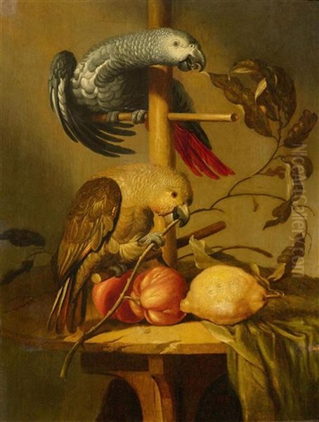 A Still Life With Parrots And Fruit - view 1