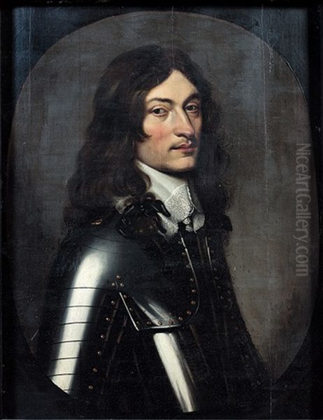Portrait D'homme En Armure Dans Un Ovale Peint - view 1