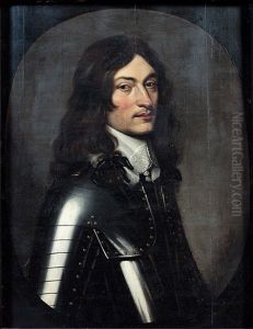 Portrait D'homme En Armure Dans Un Ovale Peint by Jacob Frans van der Merck