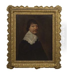 Portrait Of A Man In Black Coat And Lace Collar by Jacob Frans van der Merck