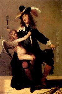 A Gentleman Drinking With Cupid