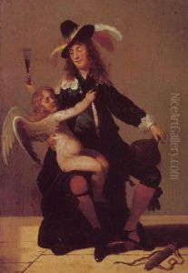 A Gentleman Drinking With Cupid