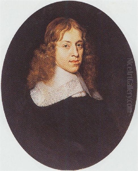 Portrait Of A Man Wearing A Black Suit With Lace Collar - view 1