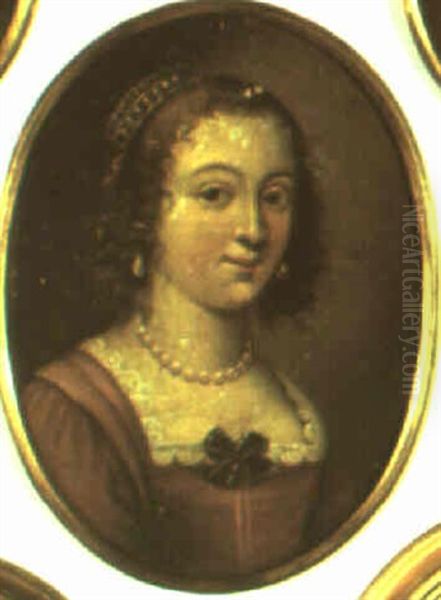Portrait Of A Lady Wearing A String Of Pearls - view 1