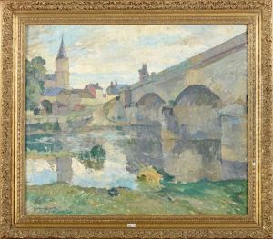 Coin De Ville Au Pont by Jules Merckaert