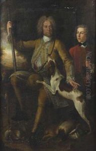 Portrait De Chasseur Avec Son Valet Et Ses Chiens Portrait De Chasseur Avec Son Valet Et Ses Chiens
