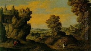 An Extensive Landscape With Travellers by Matthaeus Merian the Elder