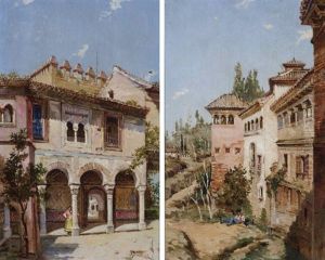 Spanish Street Scenes (pair) by Rafael Blanco Merino