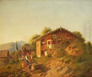 Gehoft In Den Bergen by Eduard Merk