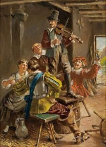 Frohliche Tafelrunde by Eduard Merk