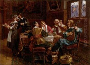 Frohliche Tafelrunde by Eduard Merk