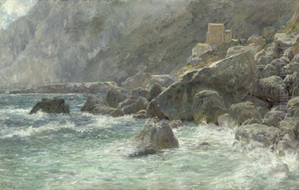 Felsenkuste Von Capri Bei Sciroccostimmung - view 1