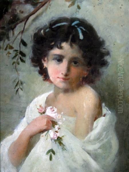 A Young Girl With Posy Of Flowers - view 1