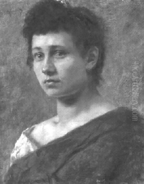 Brustbildnis Einer Jungen Frau Mit Rotem Umhang - view 1