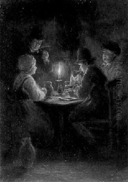 Figures At A Table By Candlelight - view 1