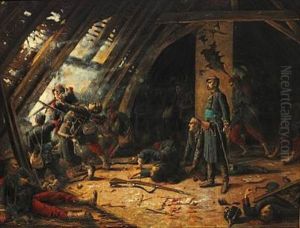 War Scene (from The Franco-prussian War C.1870?) by Charles Merlette