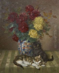 Bouquet De Fleurs Et Chats