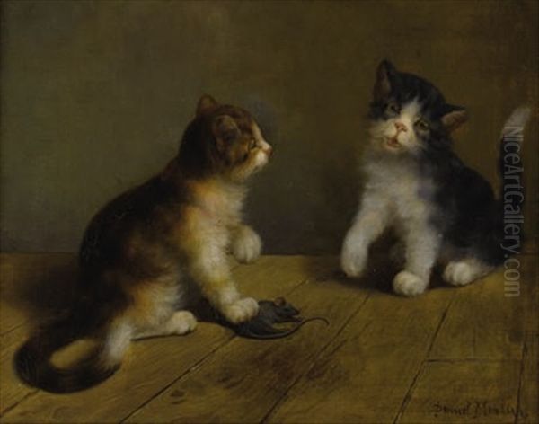 Kittens Playing With A Mouse - view 1