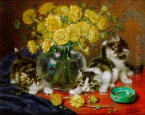 Autour Du Vase (ranunculus Et Chats)