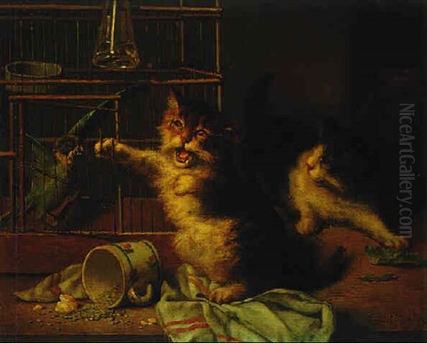 Kittens With A Bird Cage - view 1