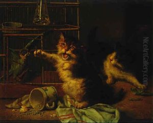Kittens With A Bird Cage