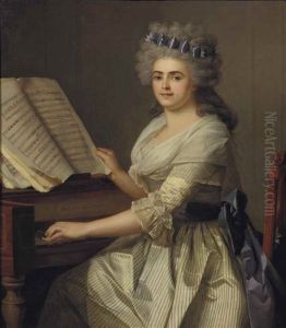 Portrait De Femme Au Piano-forte by Emile Justin Merlot