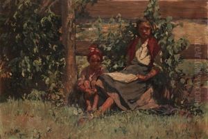 Two Children In A Summer Landscape Two Children In A Summer Landscape