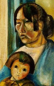 Mother And Child (taos Indians) by Knud Merrild