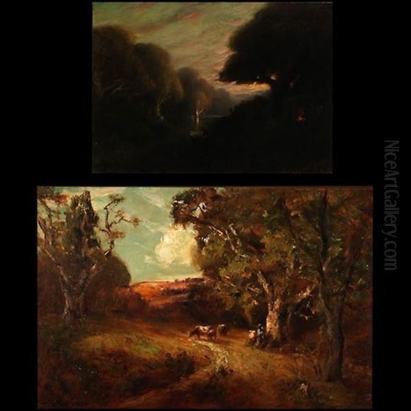 Pastoral Scene (+ Sunset At The Lake Cabin, Smllr; 2 Works) - view 1