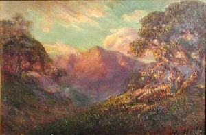 Oak Trees With Mountains In The Distance