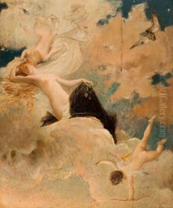 An Ethereal Beauty With Putti In The Clouds by Luc-Olivier Merson