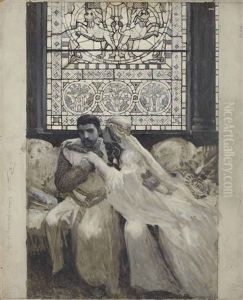 Melissinde Et Bertrand D'allamanon Devant Un Vitrail (edmond Rostand, La Princesse Lointaine, Acte Iii, Scene Vii) by Luc-Olivier Merson