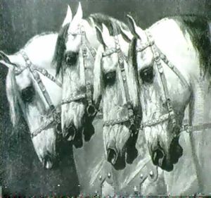 Heads Of Four Horses by Oscar Merte