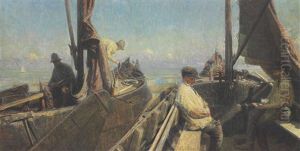 Fishermen In Zealand by Charles Mertens