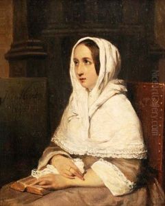 Junge Frau Bei Der Andacht by Johann Cornelius Mertz