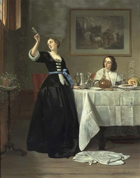 Le Dejeuner: Interieur Mit Zwei Eleganten Damen Um Einen Gedeckten Tisch - view 1