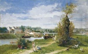 Jeux D'enfants Sur Les Bords De Seine A Bougival