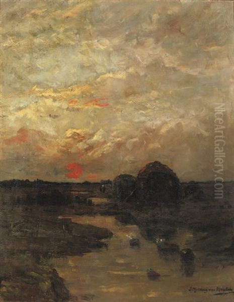 Zonsondergang, A Rural Landscape At Sunset - view 1