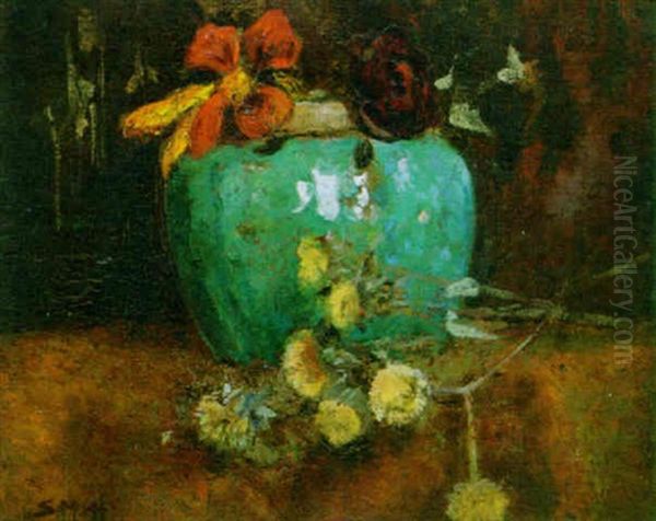 A Still Life With Flowers In A Ginger-bowl - view 1